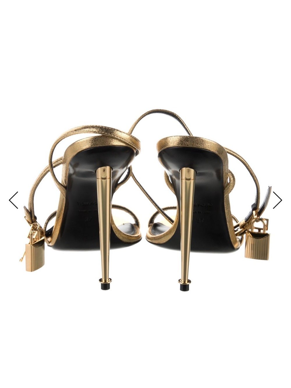 Tom Ford Metallic Gold Strappy Stiletto Sandals - Picture 3 of 3
